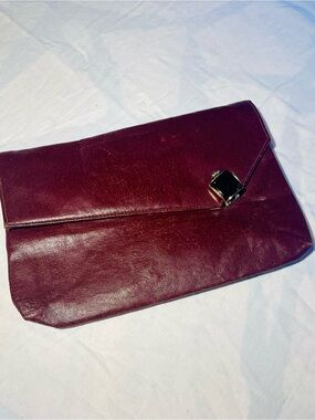 Women’s Burgundy Leather Clutch Bag